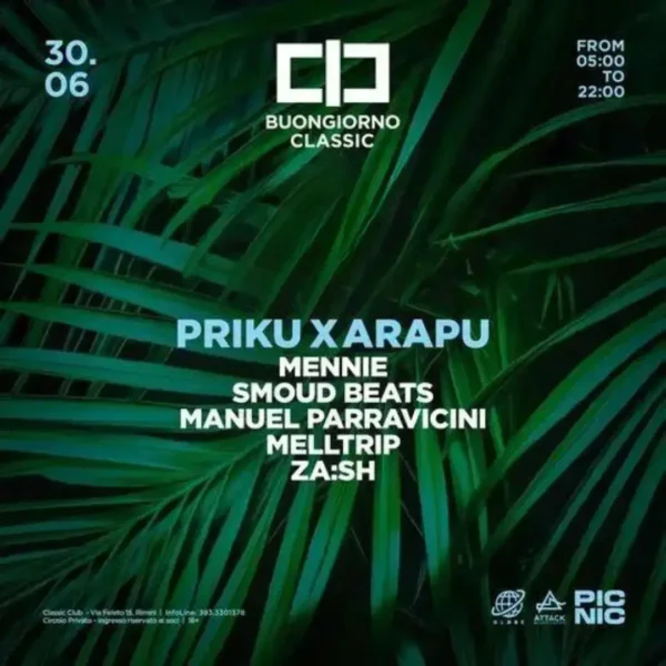 Priku al Classic Club 30 giugno 2024. Biglietti