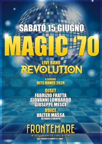 Magic 70 al Frontemare 15 giugno 2024. Biglietti e Tavoli