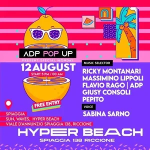 Ricky Montanari al Hyper Beach Riccione 12 agosto 2024. Biglietti e Tavoli