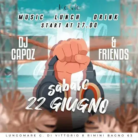 Dj Capoz al Kokale Rimini 22 giugno 2024. Biglietti e Tavoli