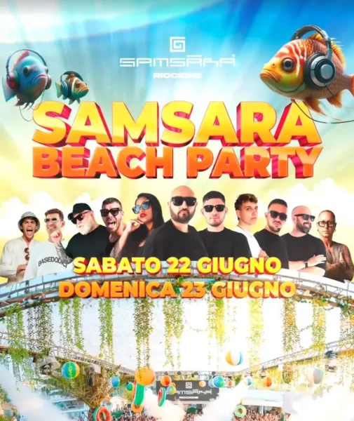 Beach Party al Samsara Riccione 23 giugno 2024.