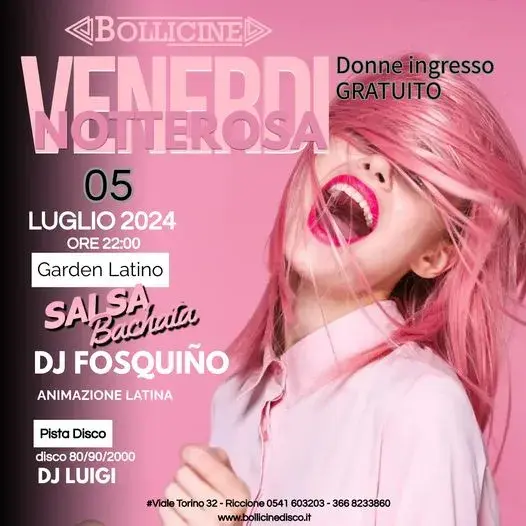 Venerdi Rosa al Bollicine 05 luglio 2024. Biglietti