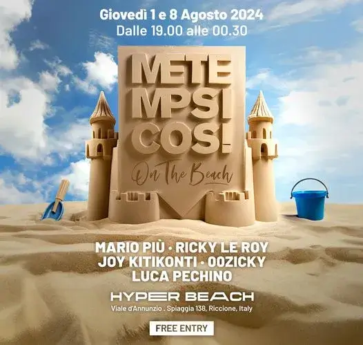 Metempsicosi On The Beach al Hyper Beach Riccione 01 agosto 2024. Biglietti e Tavoli
