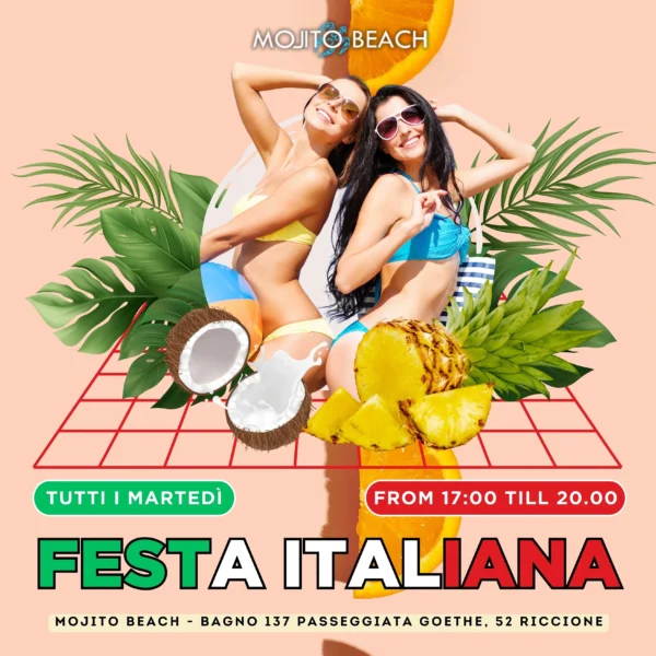 Festa Italiana al Mojitobeach 30 luglio 2024. Biglietti e Tavoli