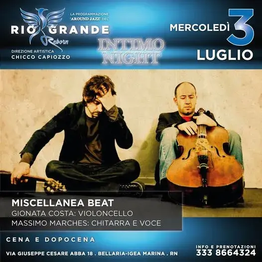 Intimo Night al Riogrande 03 luglio 2024. Biglietti e Tavoli