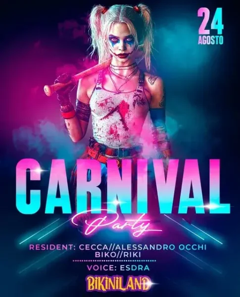 Carnival Party al Bikini 24 agosto 2024. Biglietti