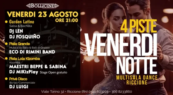 Venerdi Notte al Bollicine 23 agosto 2024. Biglietti