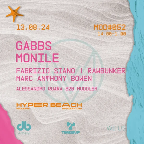 Gabbs al Hyper Beach Riccione 13 agosto 2024.  e Tavoli