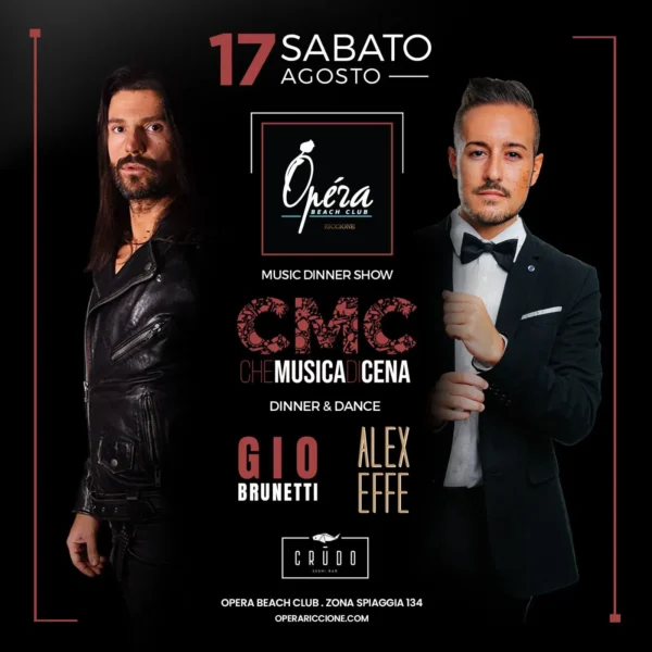 Gio Brunetti al Opera 17 agosto 2024. Biglietti e Tavoli