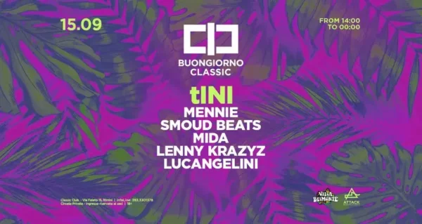 Tini al Classic Club 15 settembre 2024. Biglietti