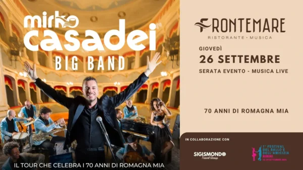 Mirko Casadei al Frontemare 26 settembre 2024. Biglietti e Tavoli