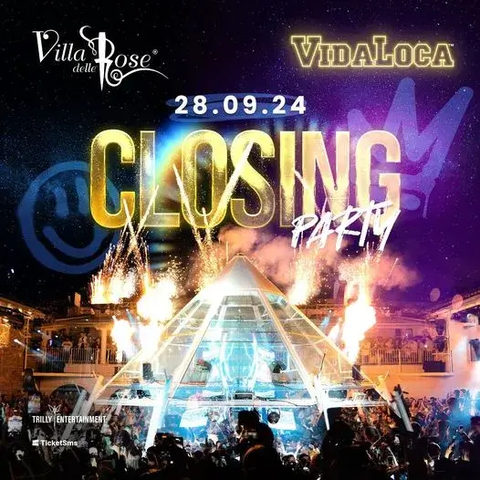 Closing Party al Villa Delle Rose 28 settembre 2024. Biglietti e Tavoli