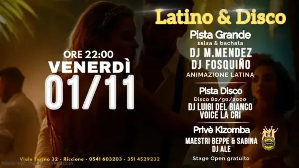 Latino E Disco al Bollicine 01 novembre 2024. Biglietti