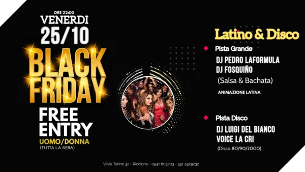 Black Friday al Bollicine 25 ottobre 2024. Biglietti