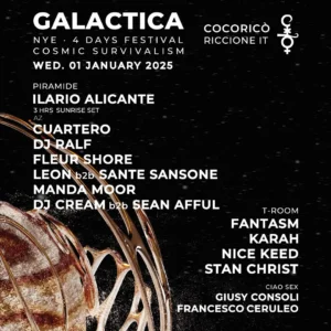 Ilario Alicante al Galactica NYE 2024 Cocorico Riccione 1° gennaio 2025. Biglietti e Tavoli