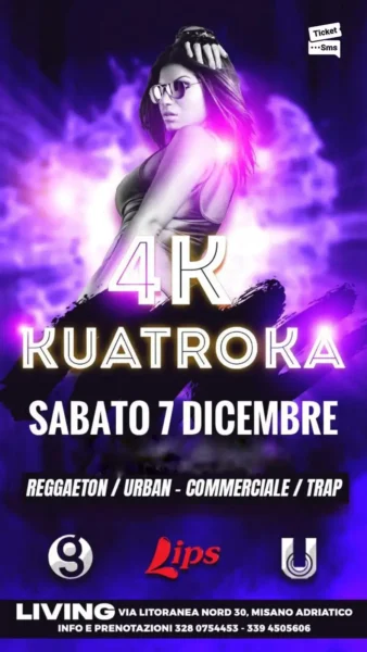 Kuatroka al Living Disco 07 dicembre 2024. Biglietti e Tavoli