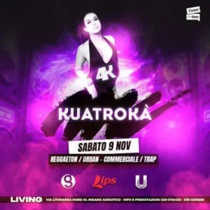 Kuatroka 4K al Living Disco 09 novembre 2024. Biglietti e Tavoli