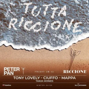 Tutta Riccione al Peter Pan 20 dicembre 2024. Biglietti e Tavoli