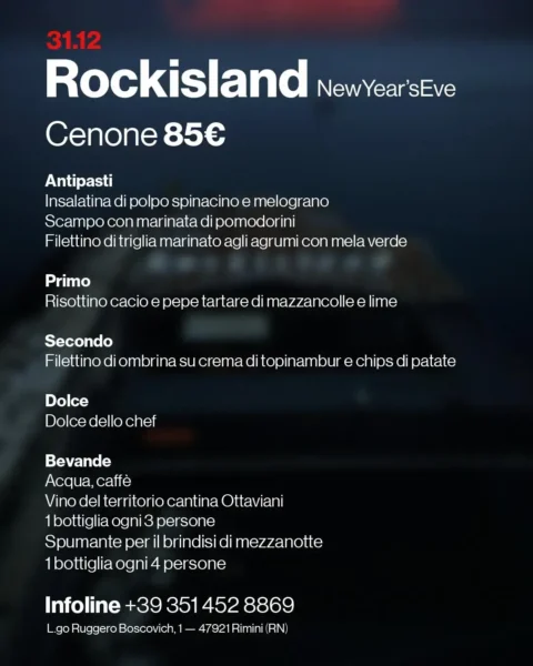 New Year Eve al Rockisland 31 dicembre 2024.  e Tavoli