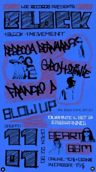 Block al Blowup 11 gennaio 2025. Biglietti e Tavoli