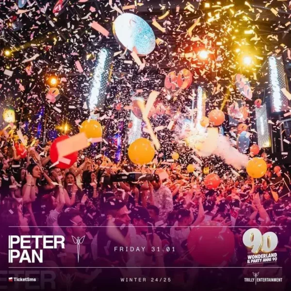 90 Wonderland al Peter Pan 31 gennaio 2025. Biglietti e Tavoli