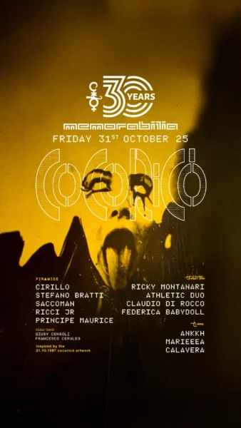 Memorabilia 30 Years al Cocorico Riccione 31 ottobre 2025. Biglietti e Tavoli