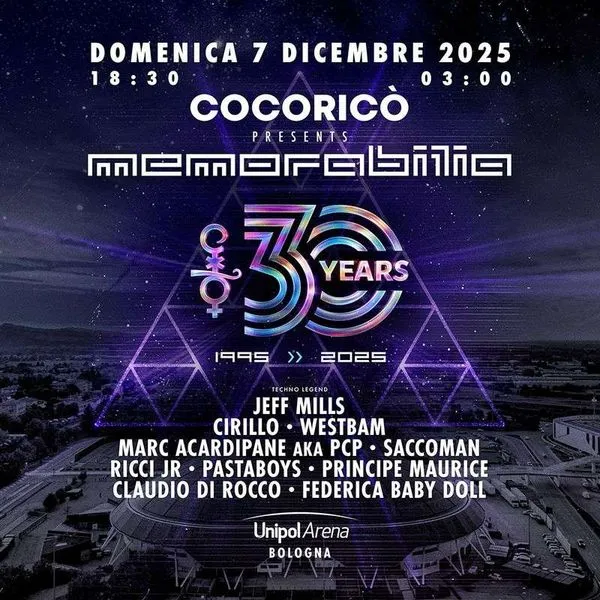 Memorabilia 30 Years al Unipol Arena 7 dicembre 2025. Biglietti e Tavoli