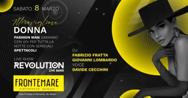 Meravigliosa Donna al Frontemare 8 marzo 2025. Biglietti e Tavoli