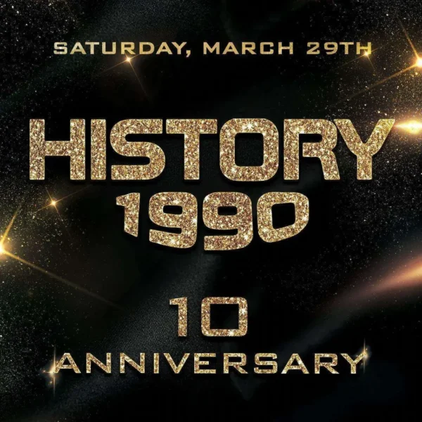 History 1990 al Matis Bologna 29 marzo 2025. Biglietti e Tavoli