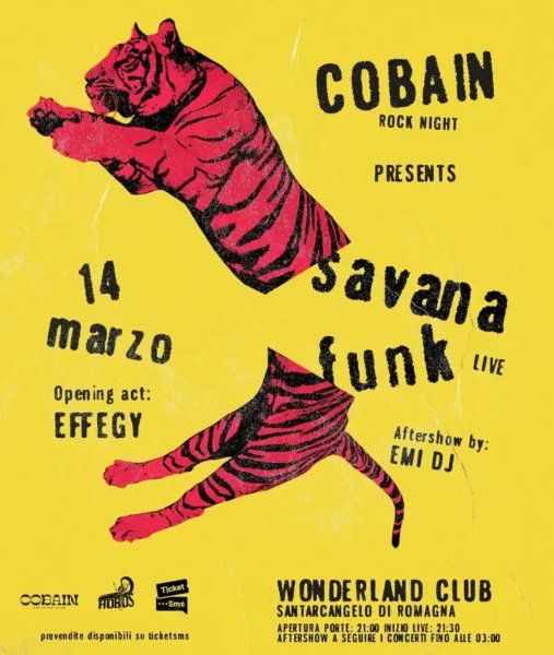 Cobain Rock Night al Wonderland Club 14 marzo 2025. Biglietti e Tavoli