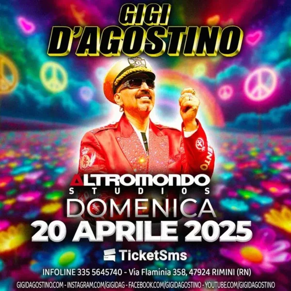 Gigi D'Agostino al Altromondo Studios 20 aprile 2025. Biglietti e Tavoli