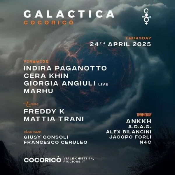 Galactica Day One al Cocorico Riccione 24 aprile 2025. Biglietti e Tavoli