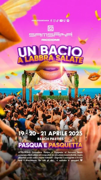 Pasquetta Samsara al Samsara Riccione 21 aprile 2025. Biglietti e Tavoli