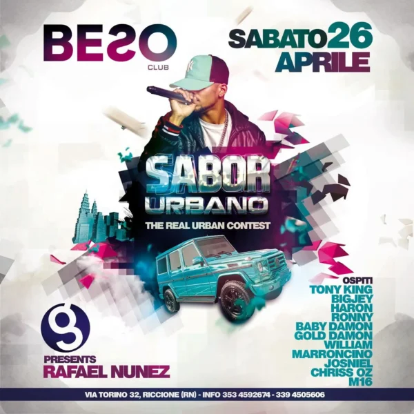 Sabor Urbano al Beso Club 26 aprile 2025. Biglietti e Tavoli