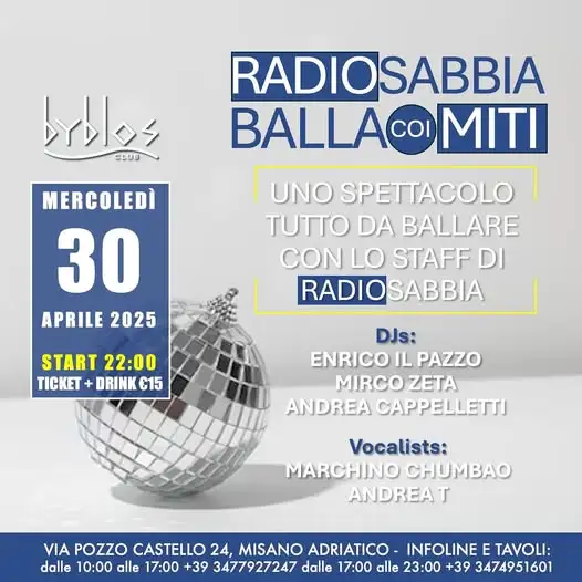 Balla Coi Miti al Byblos 30 aprile 2025. Biglietti e Tavoli