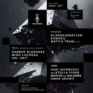 Klangkuenstler al Cocorico Riccione 12 luglio 2025. Biglietti e Tavoli