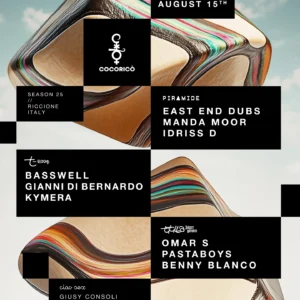East End Dubs al Cocorico Riccione 15 agosto 2025. Biglietti e Tavoli