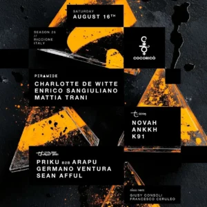 Charlotte De Witte al Cocorico Riccione 16 agosto 2025. Biglietti e Tavoli
