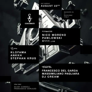 Nico Moreno al Cocorico Riccione 23 agosto 2025. Biglietti e Tavoli