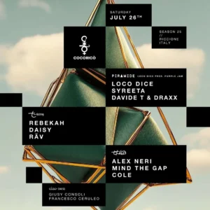 Loco Dice al Cocorico Riccione 26 luglio 2025. Biglietti e Tavoli