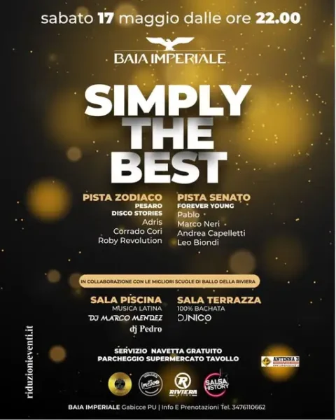 Simply The Best al Baia Imperiale 17 maggio 2025. Biglietti