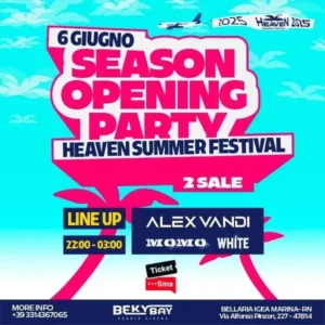 Heaven Summer Festival al Beky Bay 25 maggio 2025. Biglietti