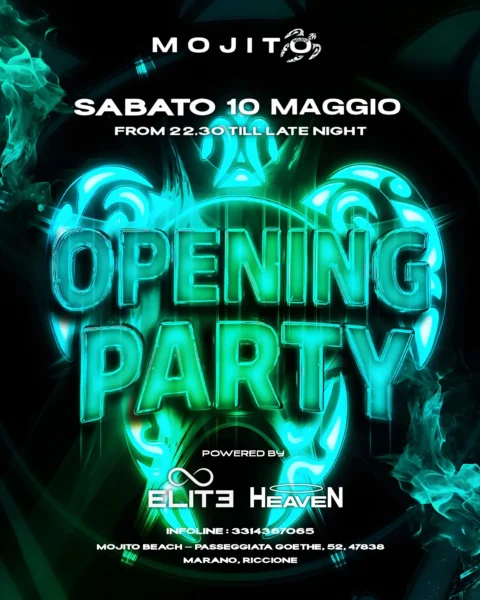 Opening Party al Mojitobeach 10 maggio 2025. Biglietti e Tavoli