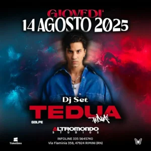 Tedua al Altromondo Studios 14 agosto 2025. Biglietti e Tavoli