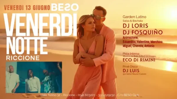 Venerdi Notte al Beso Club 13 giugno 2025. Biglietti