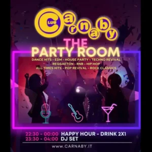 The Party Room al Carnaby 15 luglio 2025. Biglietti e Tavoli