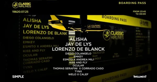 Classic Air Lines al Classic Club 19 luglio 2025. Biglietti