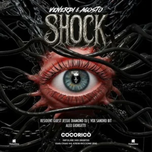 Shock al Cocorico Riccione 8 agosto 2025. Biglietti e Tavoli