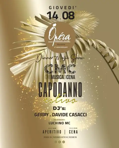 Capodanno Estivo al Opera 14 agosto 2025. Biglietti e Tavoli