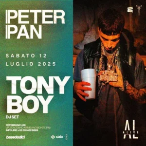 Tony Boy al Peter Pan 12 luglio 2025. Biglietti e Tavoli